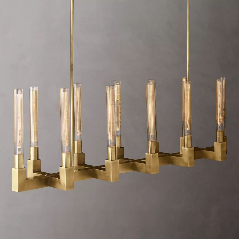 Prismatic Glass Linear Chandelier 55"
