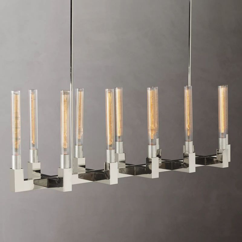 Prismatic Glass Linear Chandelier 55"
