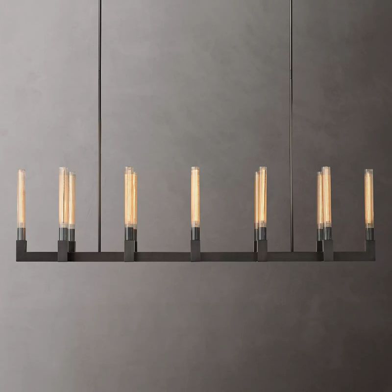 Prismatic Glass Linear Chandelier 67"