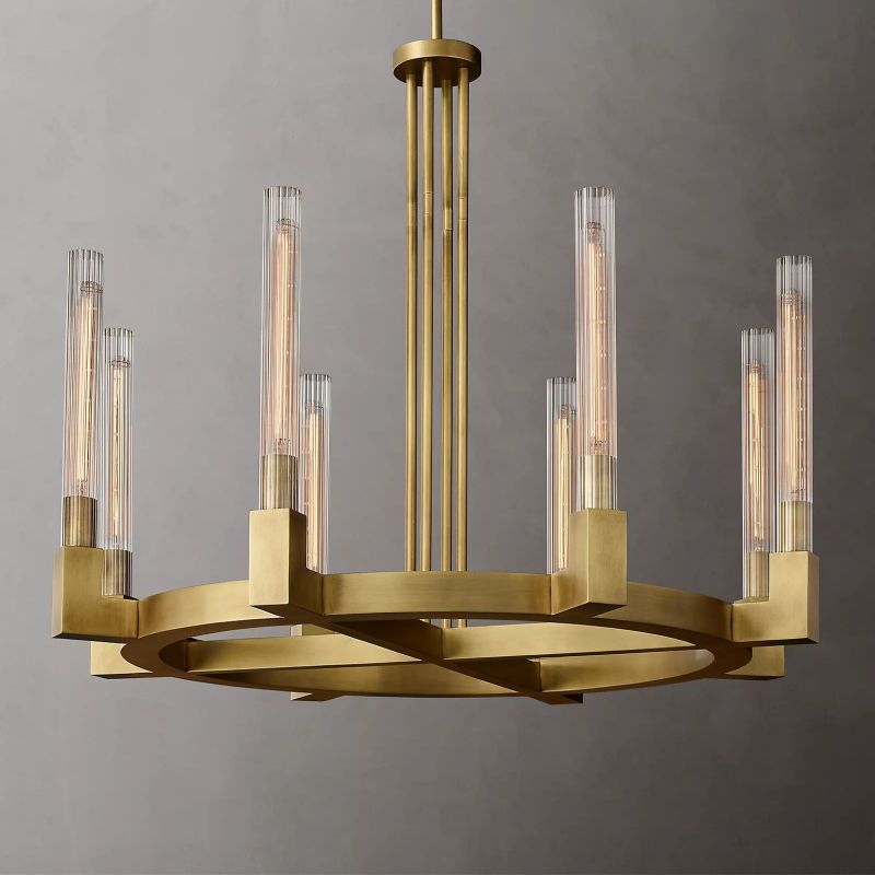 Prismatic Glass Round Chandelier 36"
