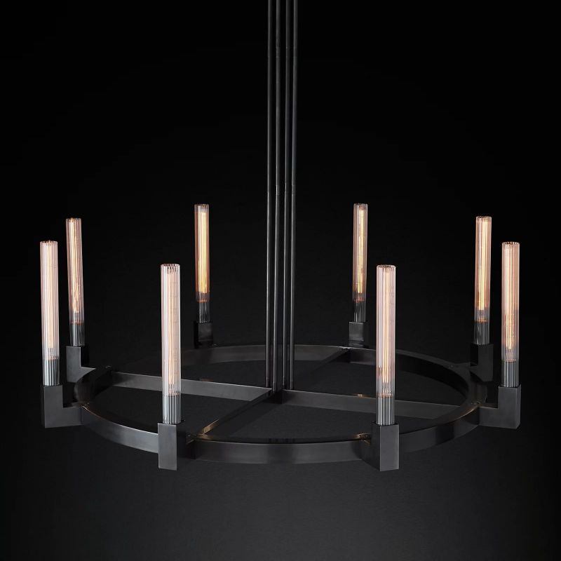 Prismatic Glass Round Chandelier 48"