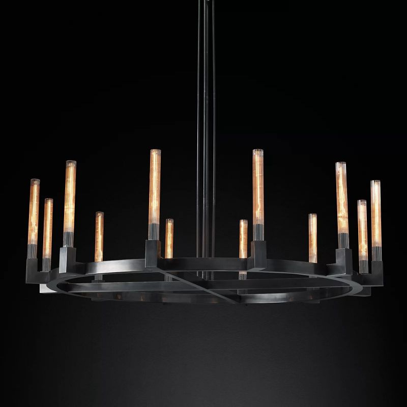 Prismatic Glass Round Chandelier 60"
