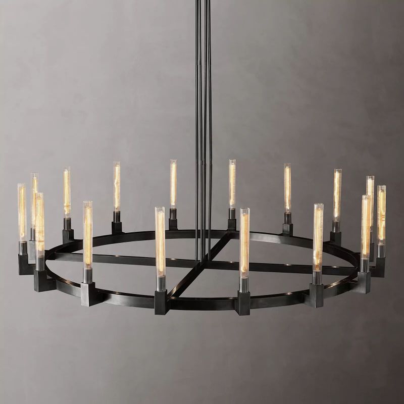 Prismatic Glass Round Chandelier 72"