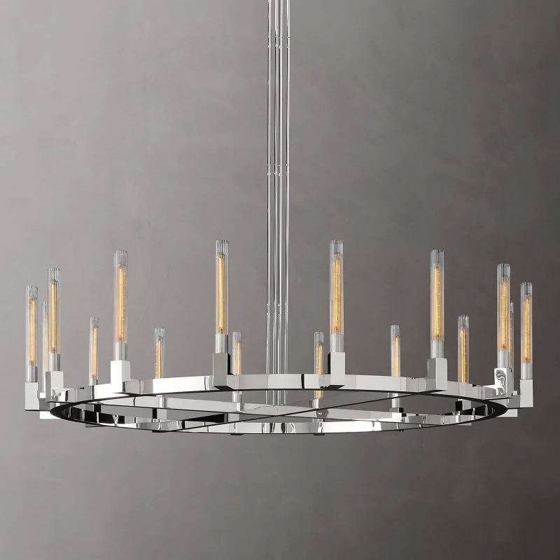 Prismatic Glass Round Chandelier 72"