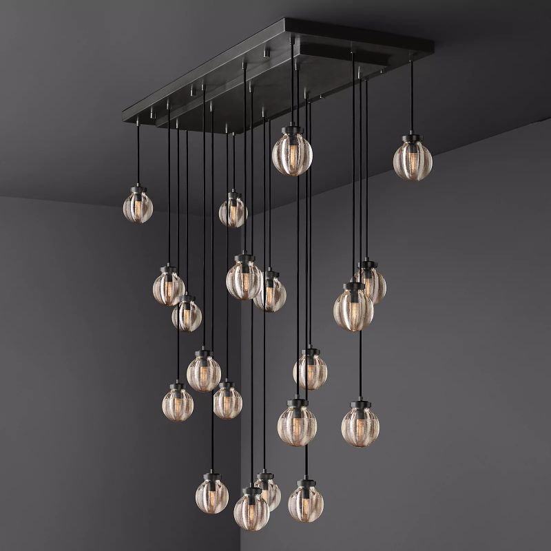 Roby Spherical Modern Rectangular Chandelier 54”