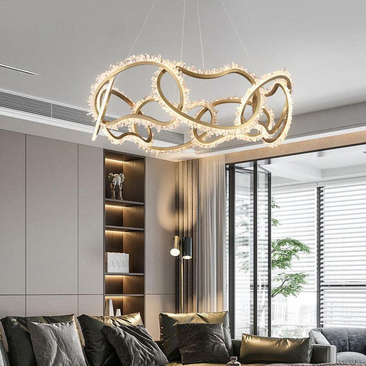 Rock Crystal Multi Ring Chandelier
