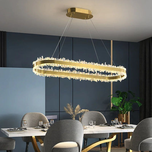 Rock Crystal Oval Chandelier