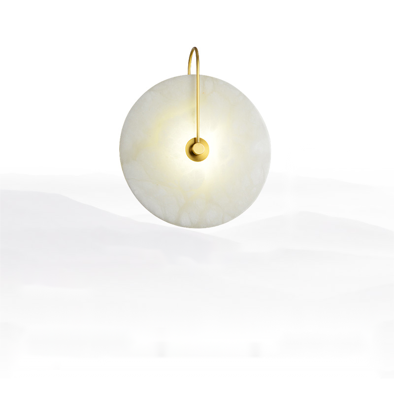 Alabaster Round Bedroom Bedside Wall Sconce