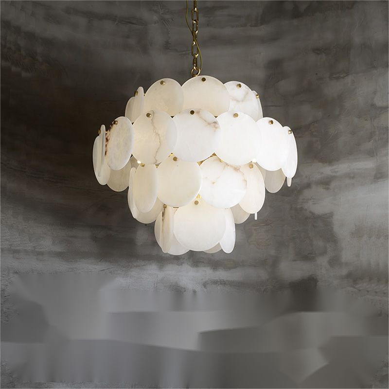 Alabaster Magnolia Multi-tiered Round Chandelier