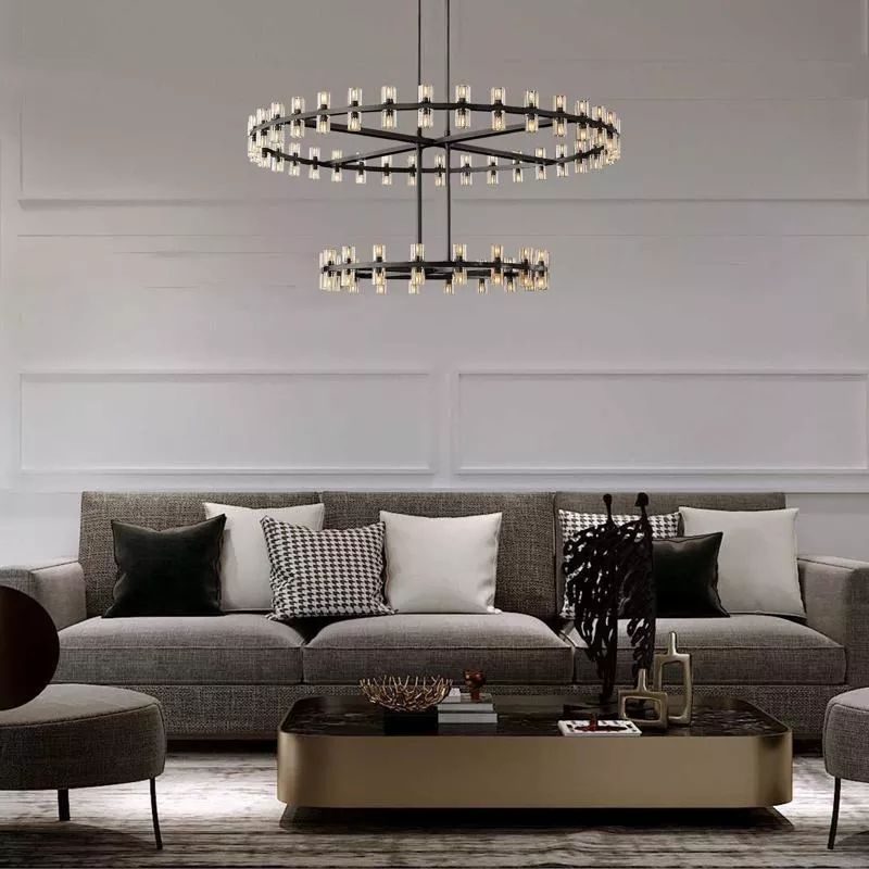 Aka Wine-glass Round Two-Tier Chandelier 60"