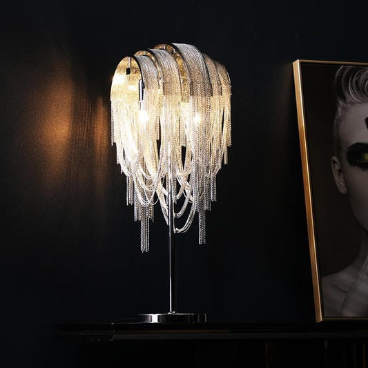 Viola Luxury Hardware Aluminum Chain Tassel Table Lamp