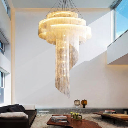 Viola Luxury Aluminum Chain Tassel Ring Multi layer Chandelier