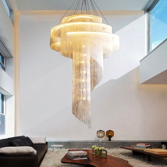 Viola Luxury Aluminum Chain Tassel Ring Multi layer Chandelier