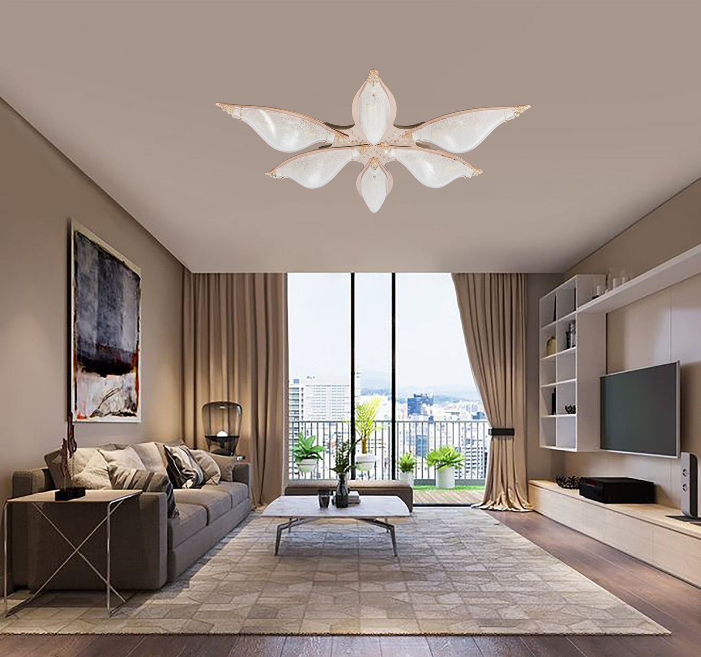 Leo Flower Crystal  Flush mounted Chandelier