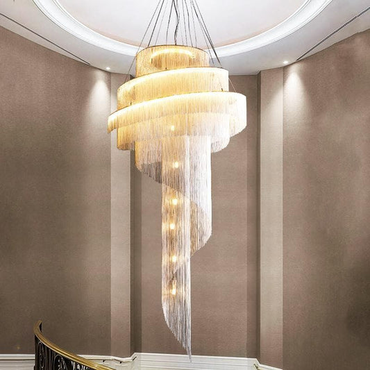 Viola Luxury Aluminum Chain Tassel Ring Multi layer Chandelier