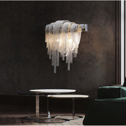 Viola Luxury Plated Aluminum Chain Tassel Wall Sconce