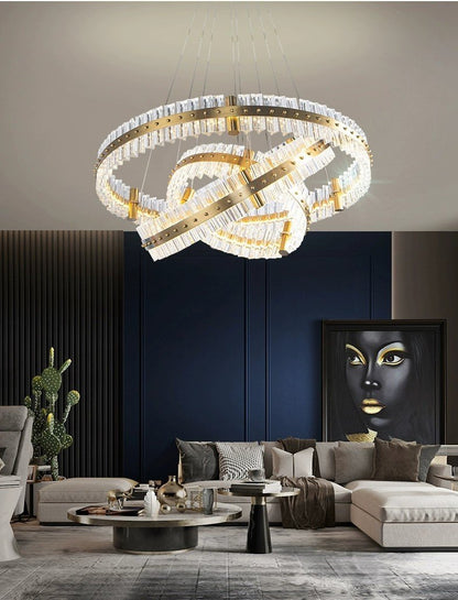 Elvira 3-Tier Round  Ring Crystal  LED Chandelier