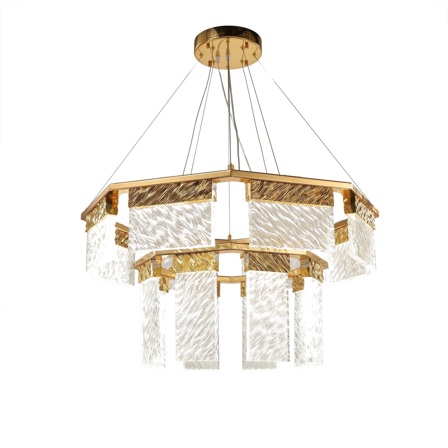 Alixy Round  2-Tier  LED  Crystal Chandelier  (Down)