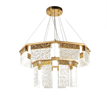 Alixy Round  2-Tier  LED  Crystal Chandelier  (Down)