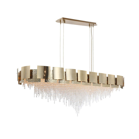 Efren  Rectangle  Brass Crystal Bead Chandelier