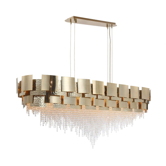 Efren  Rectangle  Brass Crystal Bead Chandelier