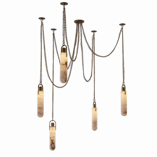 Alabaster  LED Multi-Drop 5 Lights  Pendant  Lamp