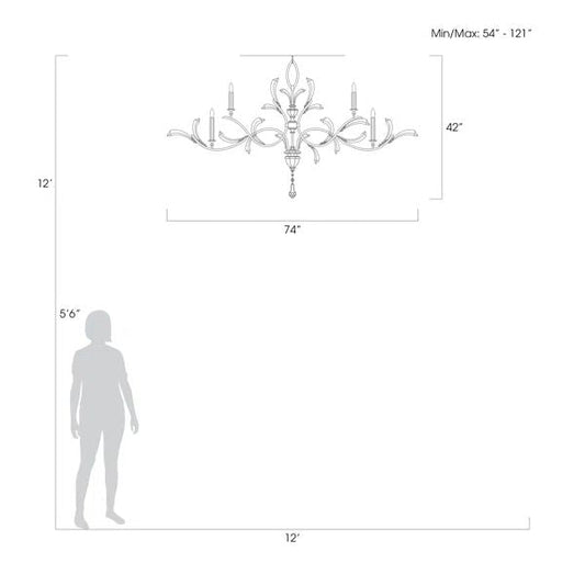 Brylee Candle Oblong Chandelier 74"