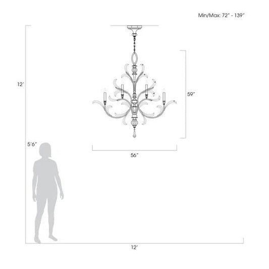 Brylee Candle Round 2-Tier Chandelier 56"