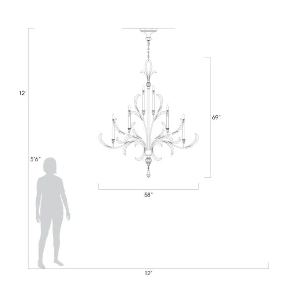 Brylee Candle  Arcs  2-Tier Chandelier 57"