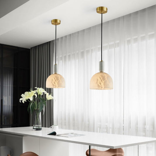 Alabaster Zebah Hemisphere Pendant Light