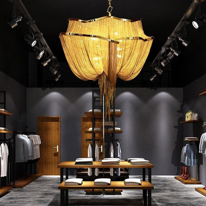 Viola Luxury Double-Layer Aluminum Chain Tassel Chandelier