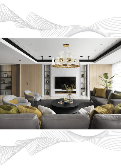 Alixy Round  2-Tier  LED  Crystal Chandelier  (Up)