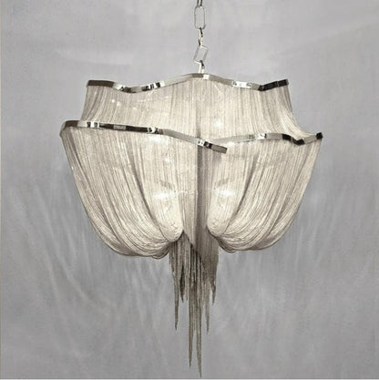 Viola Luxury Double-Layer Aluminum Chain Tassel Chandelier