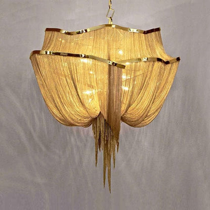 Viola Luxury Double-Layer Aluminum Chain Tassel Chandelier