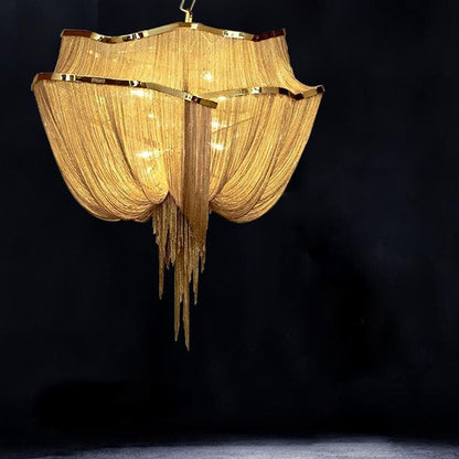 Viola Luxury Double-Layer Aluminum Chain Tassel Chandelier