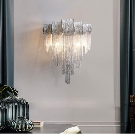 Viola Luxury Plated Aluminum Chain Tassel Wall Sconce