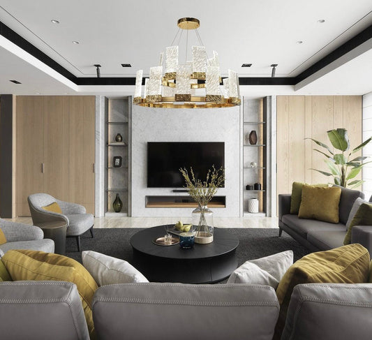 Alixy Round  2-Tier  LED  Crystal Chandelier  (Up)