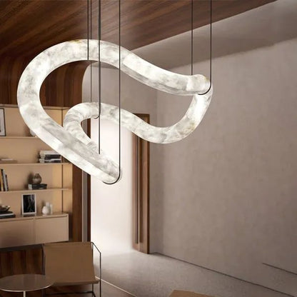 Alabaster Special  Lake  Shape Curved  Chandelier