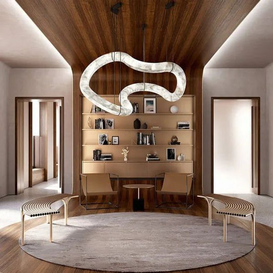 Alabaster Special  Lake  Shape Curved  Chandelier