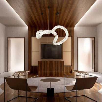 Alabaster Special  Lake  Shape Curved  Chandelier