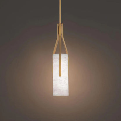 Alabaster Zia Cylindric  LED Pendant  Light 22"