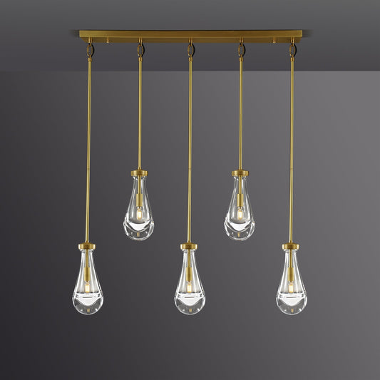 Raindrops Rectangular Chandelier 36" rod