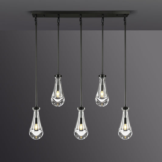 Raindrops Rectangular Chandelier 36" rod