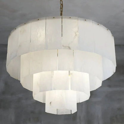 Alabaster Multi-Layer Modern Round Chandelier 31"