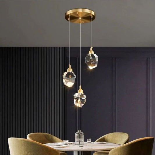 Angelia Faceted Round Pendant For Dining Room