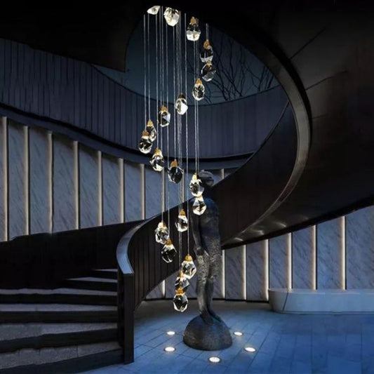 Angelia Faceted Crystal Prisms Chandeliers For Staircase