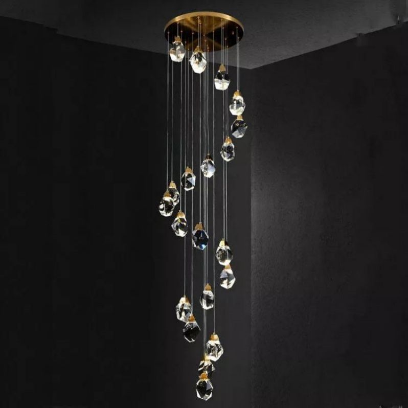 Angelia Faceted Crystal Prisms Chandeliers For Staircase