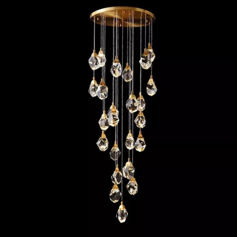 Angelia Faceted Crystal Prisms Chandeliers For Staircase