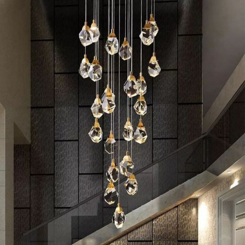 Angelia Faceted Crystal Prisms Chandeliers For Staircase