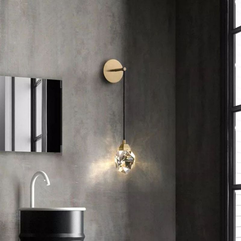 Angelia Faceted Crystal Prisms Wall Sconce (Cord)